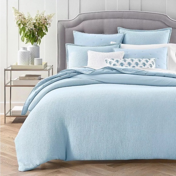 SKY TEXTURED MATELASSE 3 PCS KING COMFORTER COVER COLOR BLUE NEW - Picture 1 of 6
